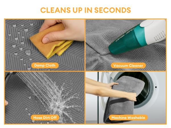 Funny Fuzzy easy-cleaning damp-wipe option keeps car interior fresh.