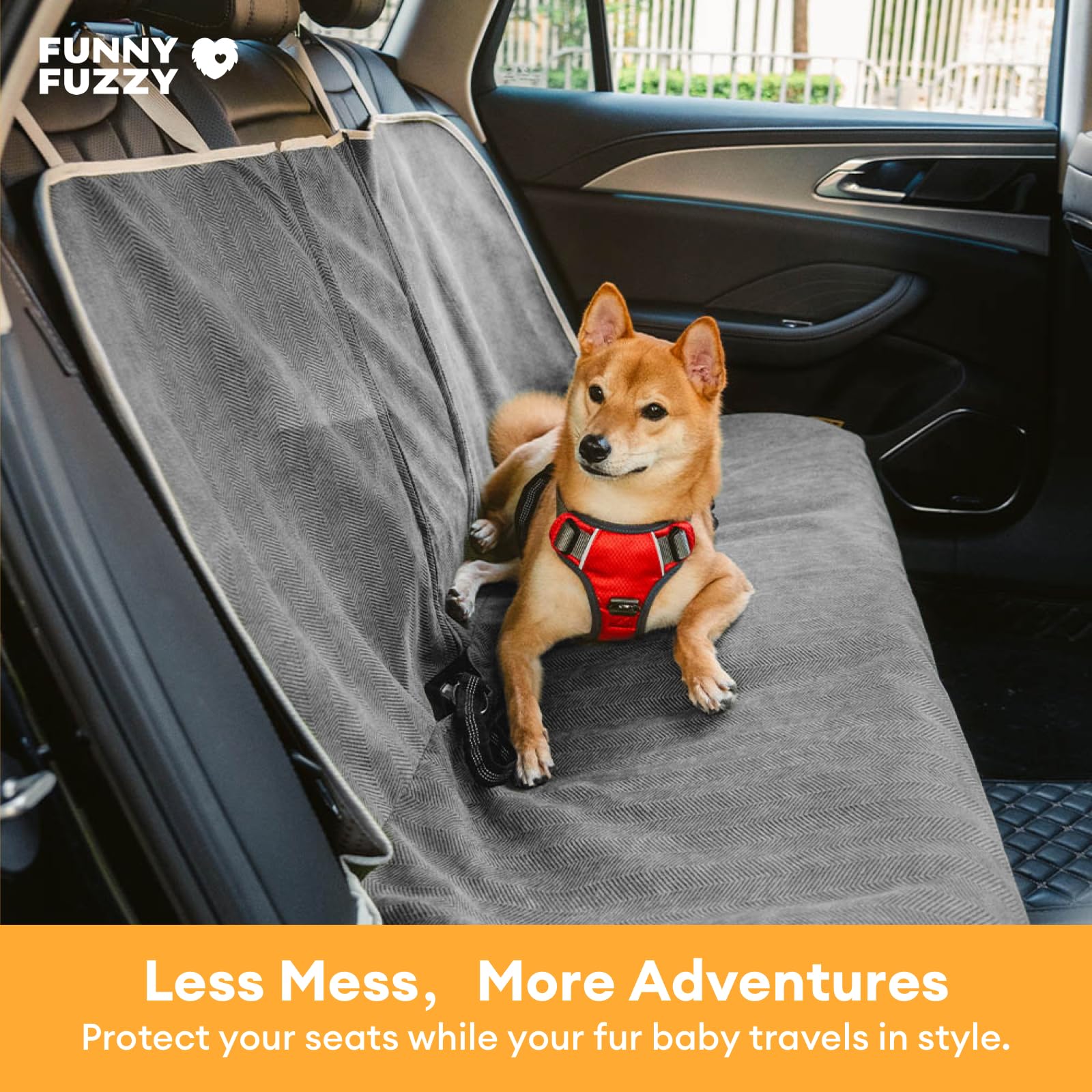 Funny Fuzzy scratch-resistant and bite-resistant fabric shields seats from paws.