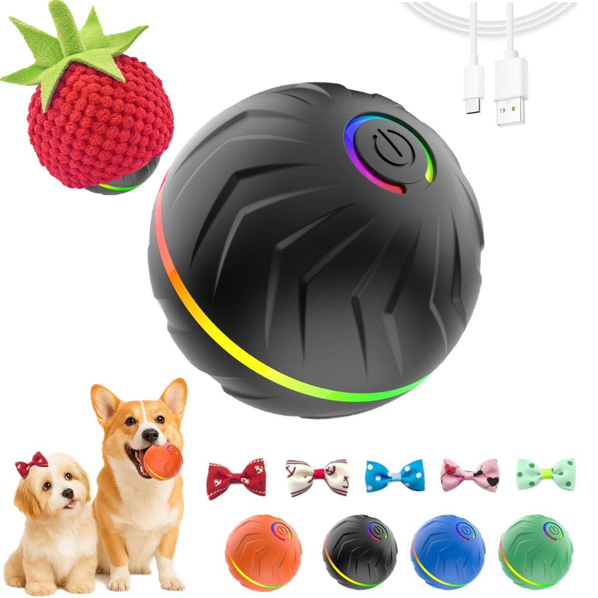 Funnyduck 2026 T01 interactive dog ball front view enhances solo play