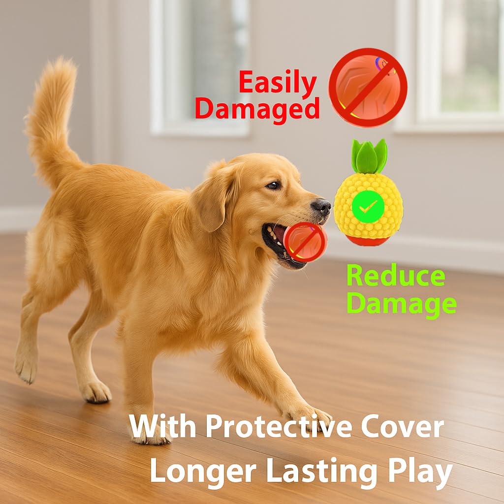 Funnyduck 2026 T01 interactive dog ball side view shows motion-activated play