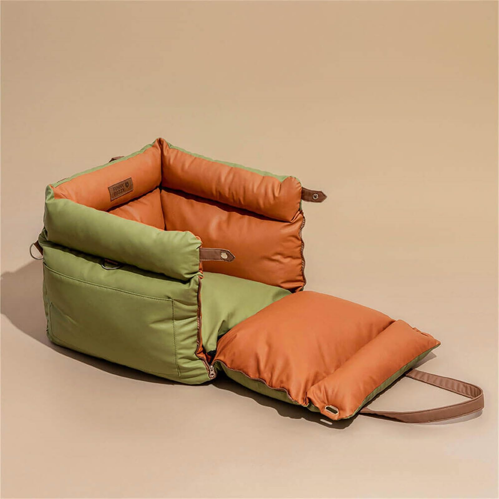 FUNNYFUZZY dog car seat anti-slip base keeps seat steady in car.