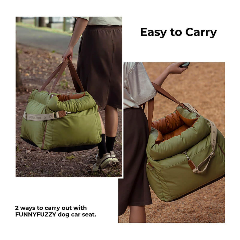 FUNNYFUZZY dog car seat safety leashes integrated for secure travel.