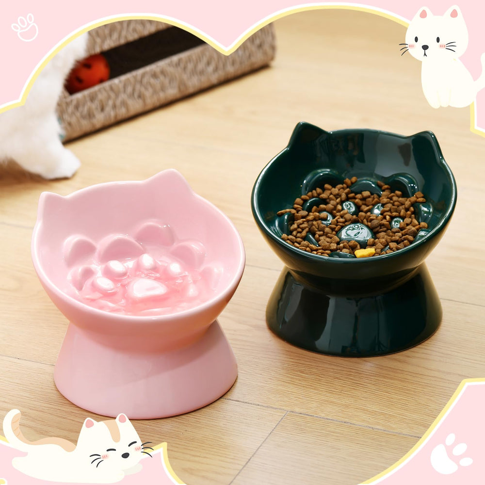 Funnymoom 10oz capacity elevated bowls minimize refills during busy days.