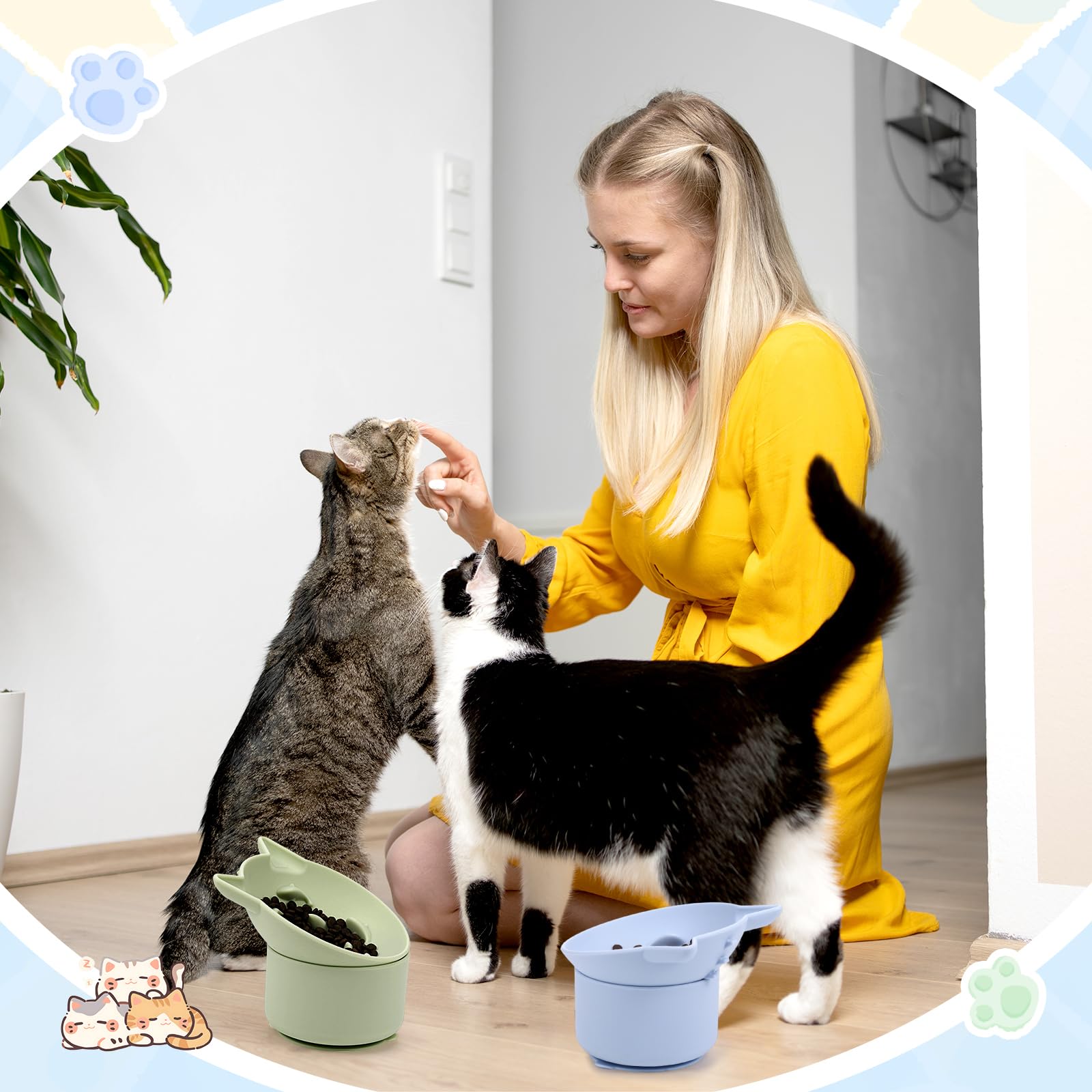 Funnymoom cat-face design enhances mealtime engagement for pets.