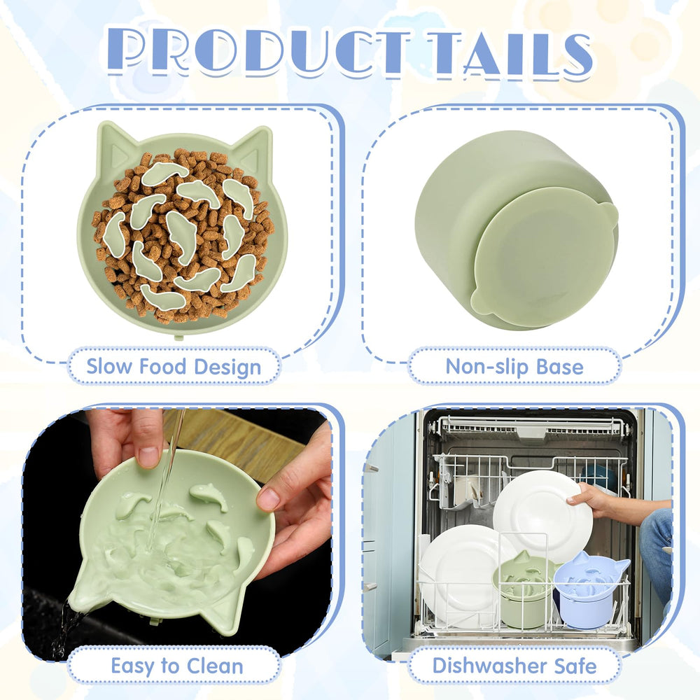 Funnymoom silicone cat bowl is easy to clean and dishwasher-safe.