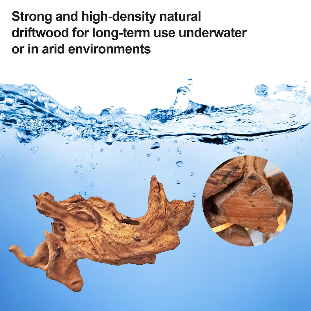 FUNOJOY driftwood aquarium-branch sinks and stays stable in tanks