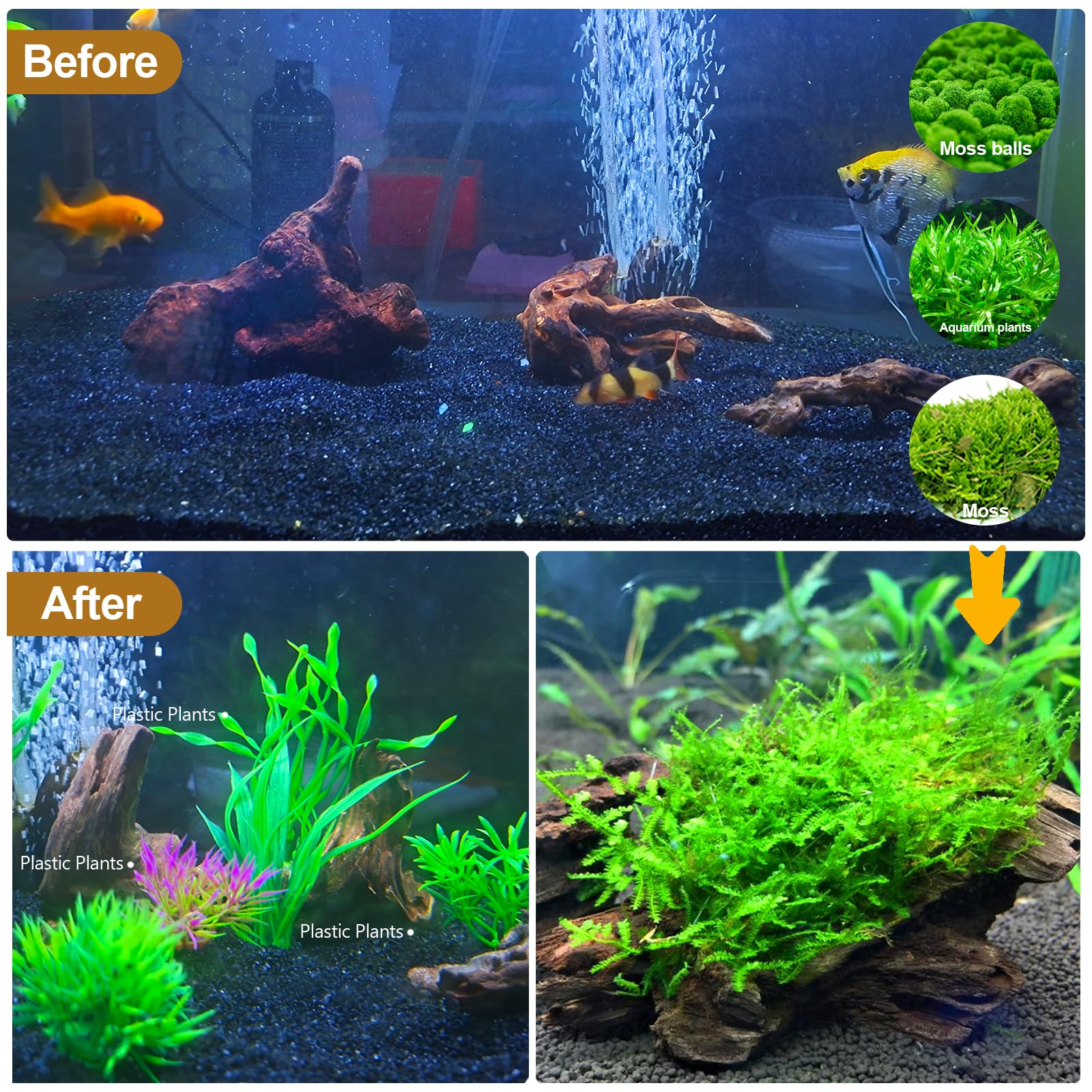 FUNOJOY driftwood aquarium-branch pack enables varied layouts and realistic habitats
