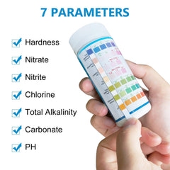 FUNSWTM test strip color chart closeup shows easy-to-read results.