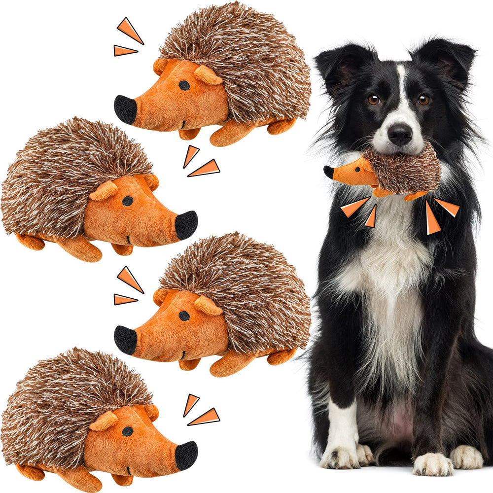 Funtery hedgehog dog toy front view promotes playful interaction for dogs.