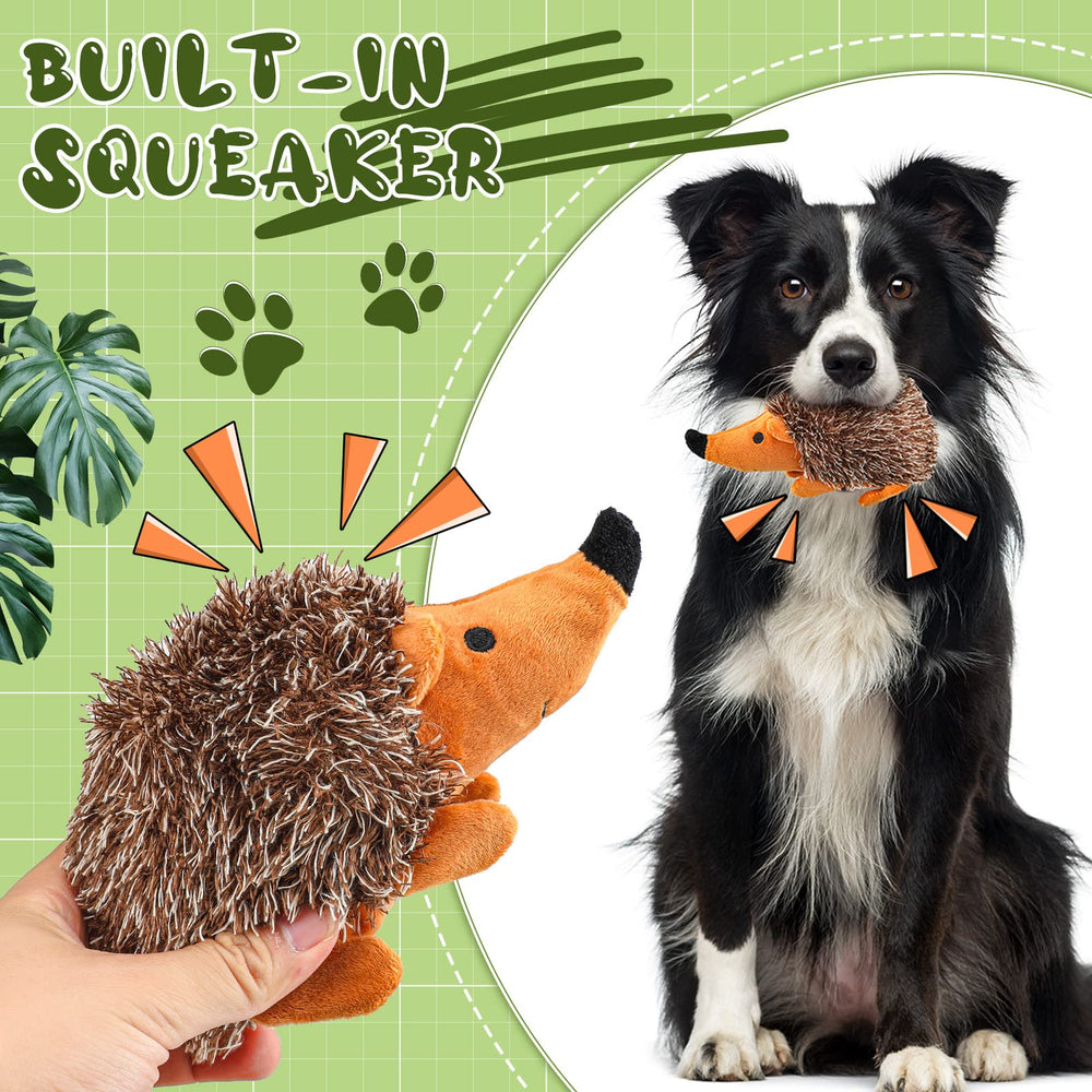 Funtery hedgehog dog toy with squeaker for engaging solo and interactive games.