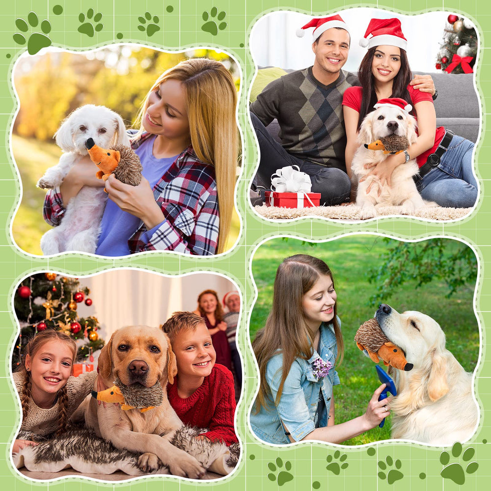 Funtery hedgehog dog toy teething-friendly plush cushions gums for comfort.