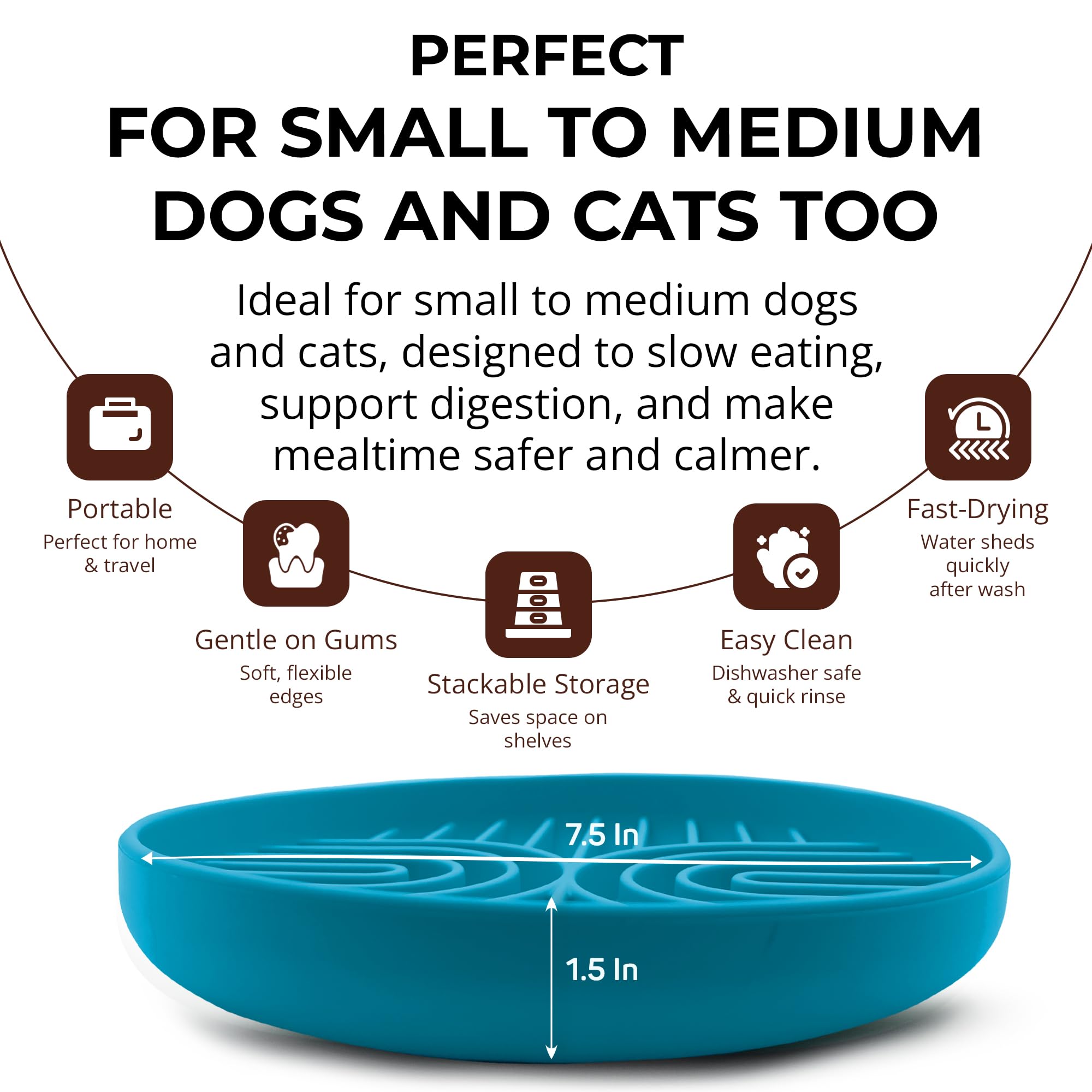 Fur-Brained slow feeder dish with dishwasher-safe silicone surface