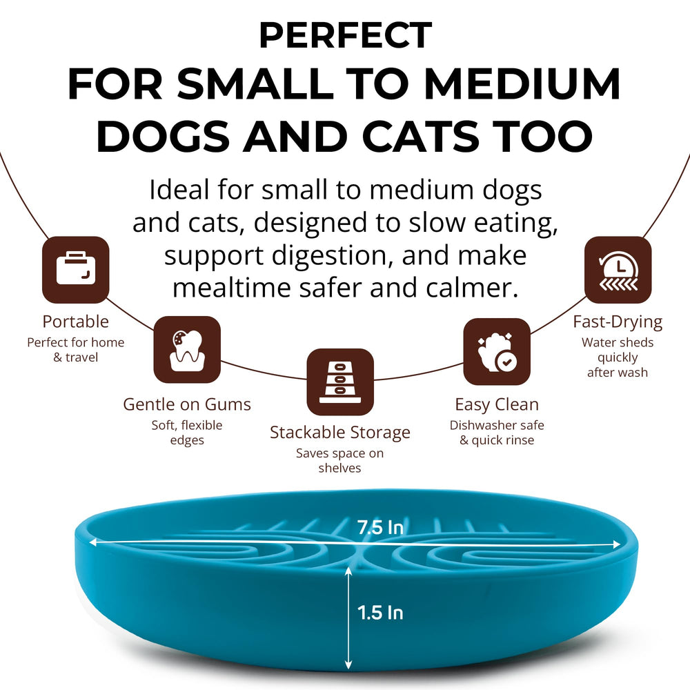 Fur-Brained slow feeder dish with dishwasher-safe silicone surface