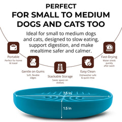 Fur-Brained slow feeder dish with dishwasher-safe silicone surface