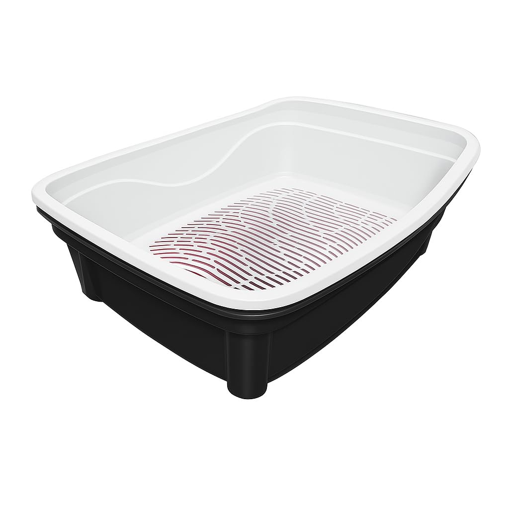 Furacao Pet Classic Plus front view highlights spacious interior for large cats and reduced litter scatter.