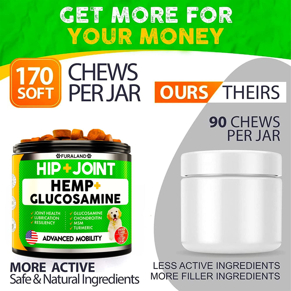 FURALAND hemp oil and turmeric visuals emphasize joint comfort and natural support.