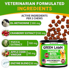 FURALAND Grass Burn Spot Chews dog enjoying a treat; tastes great and easy to digest