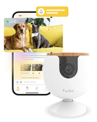 Furbo mini camera front view for real-time pet monitoring and peace of mind.