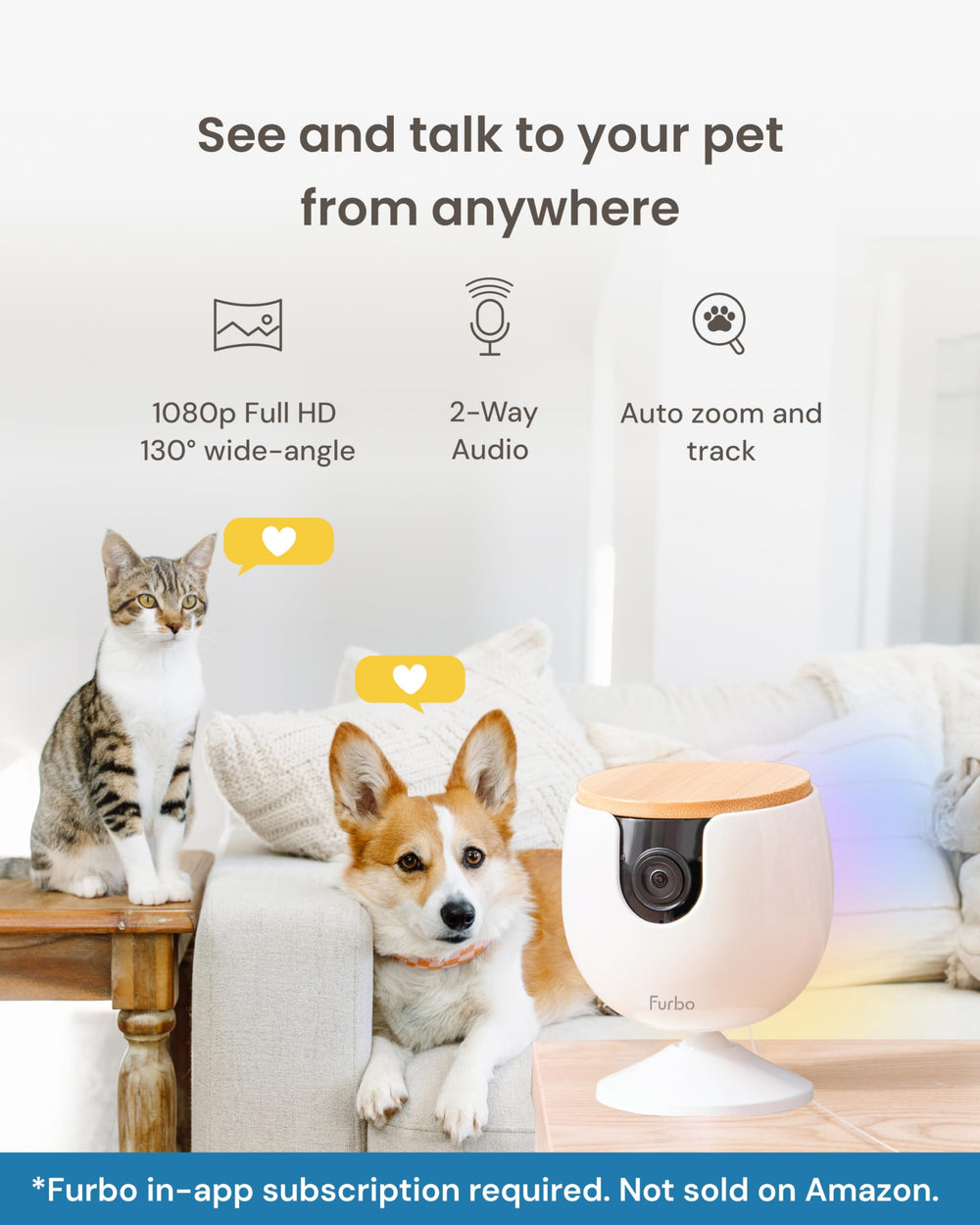 Furbo mini camera live view on phone enables remote check-ins and quick reactions.