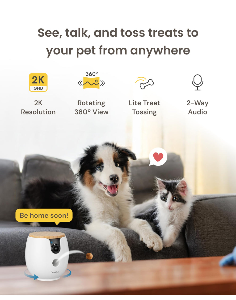 Furbo Mini360 night vision color captures pets clearly in low light.