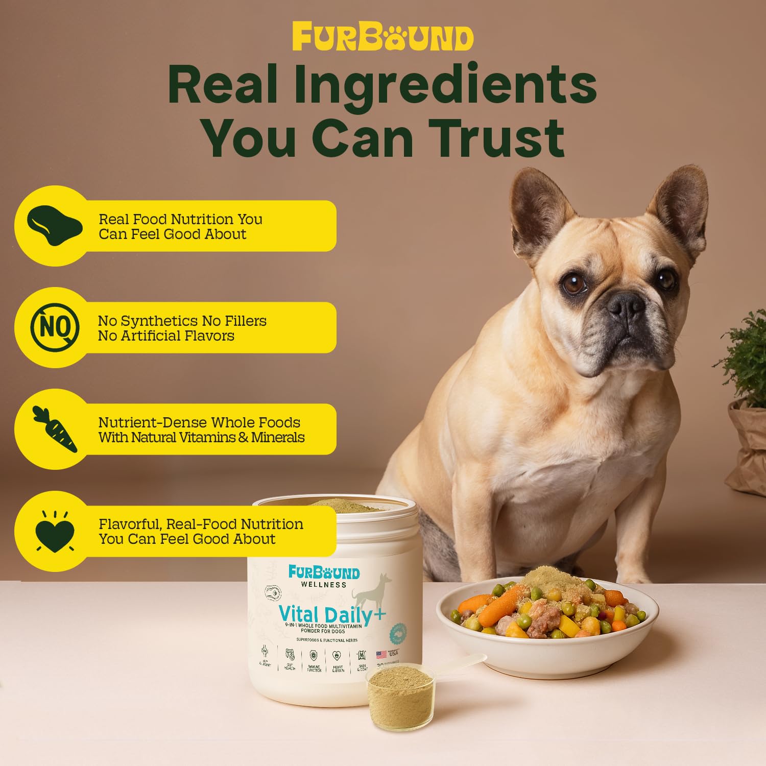 FurBound powder scoop showing simple daily serving for pets