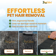 FURCOBRA Pro couch upholstery clean, rapid embedded fur removal demo.
