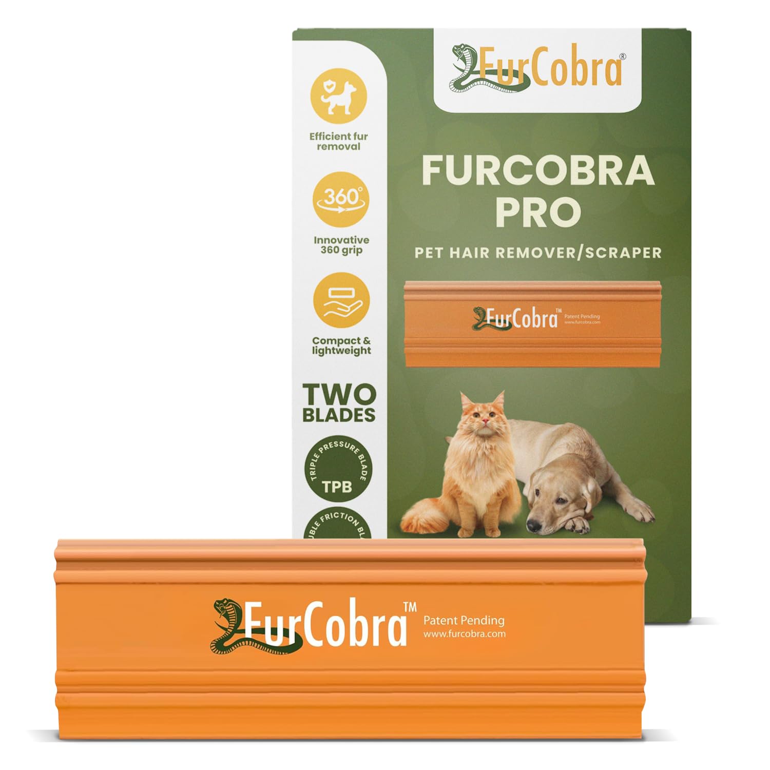 FURCOBRA Pro pet hair remover handle: ergonomic grip for comfortable extended use.
