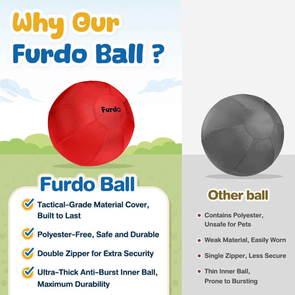 Furdo nylon-cover dog ball shown for easy cleaning.