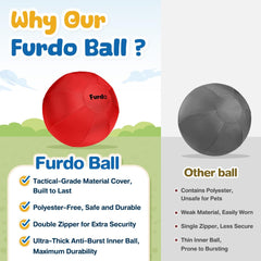 Furdo nylon-cover dog ball shown for easy cleaning.