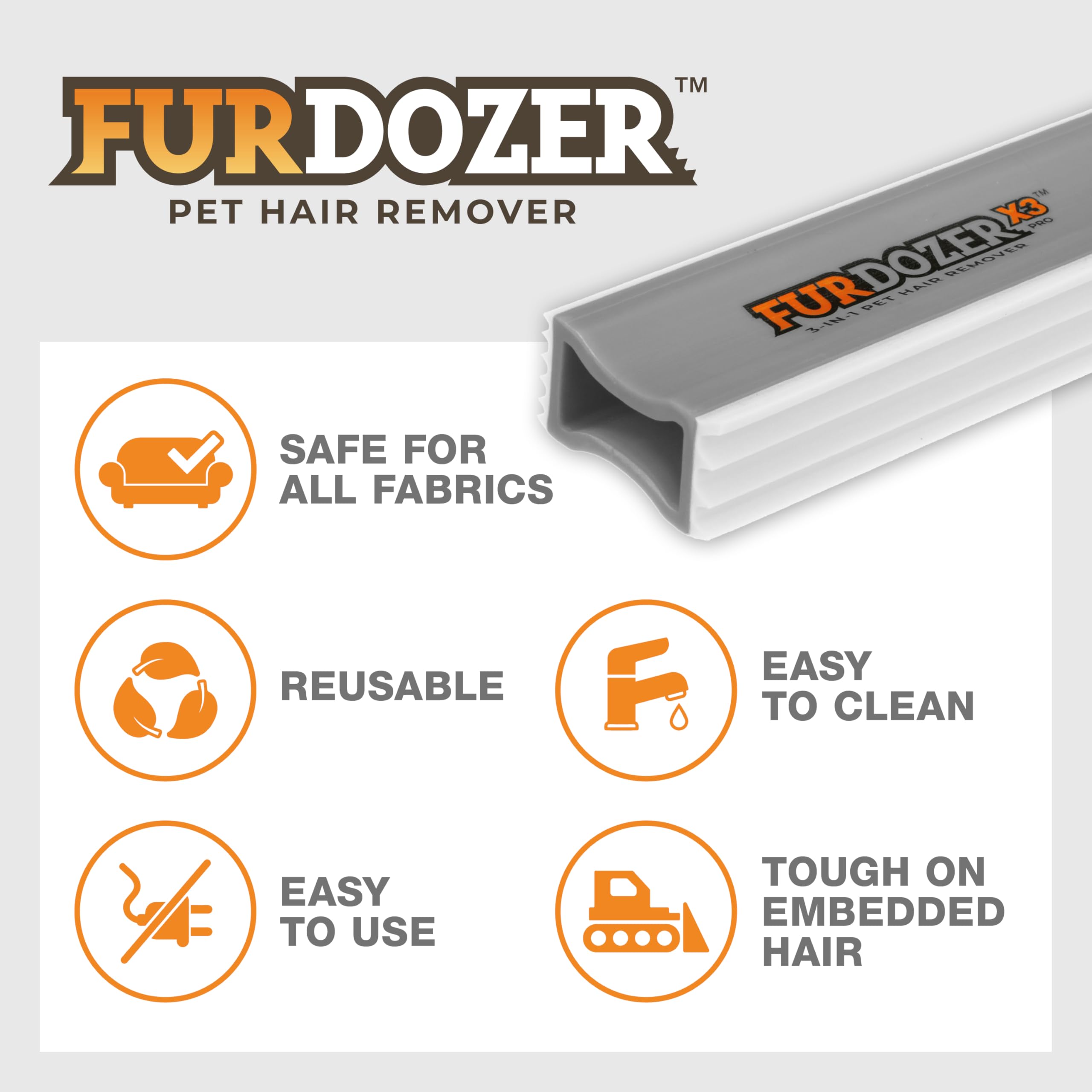 FurDozer crevice-tool between cushions demonstrates deep reach.