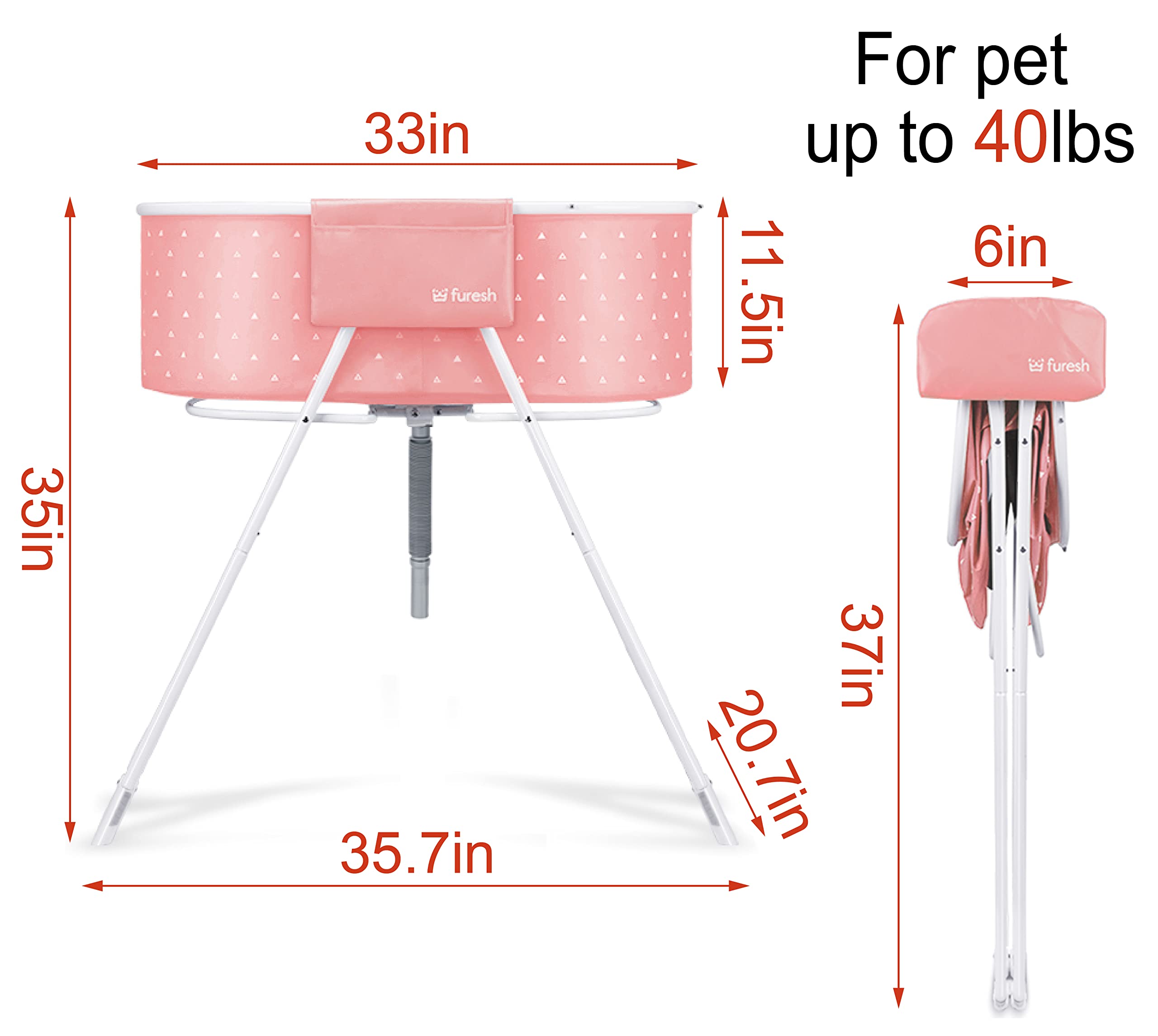 Furesh Little Dipper elevated height makes pet bathing easier on back and knees.