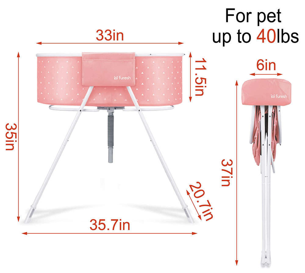 Furesh Little Dipper elevated height makes pet bathing easier on back and knees.
