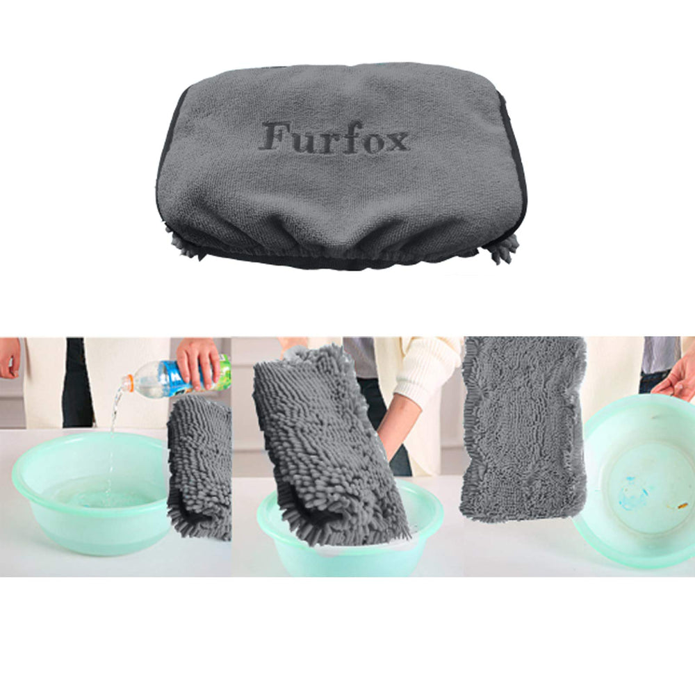 Furfox towel excels for long-haired breeds thanks to its absorbency and soft texture.