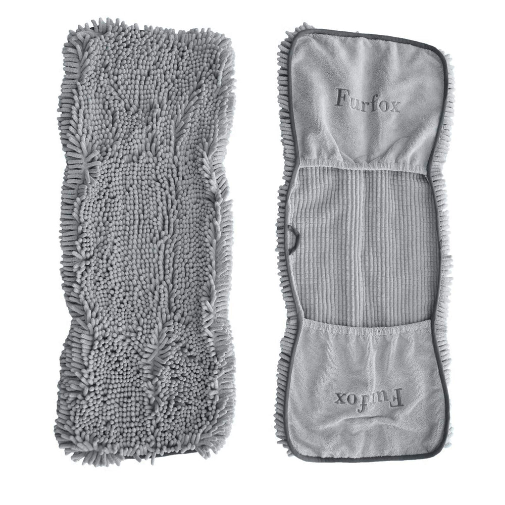 Furfox microfiber towel dries faster than regular towels, reducing post-bath blow-dry time.