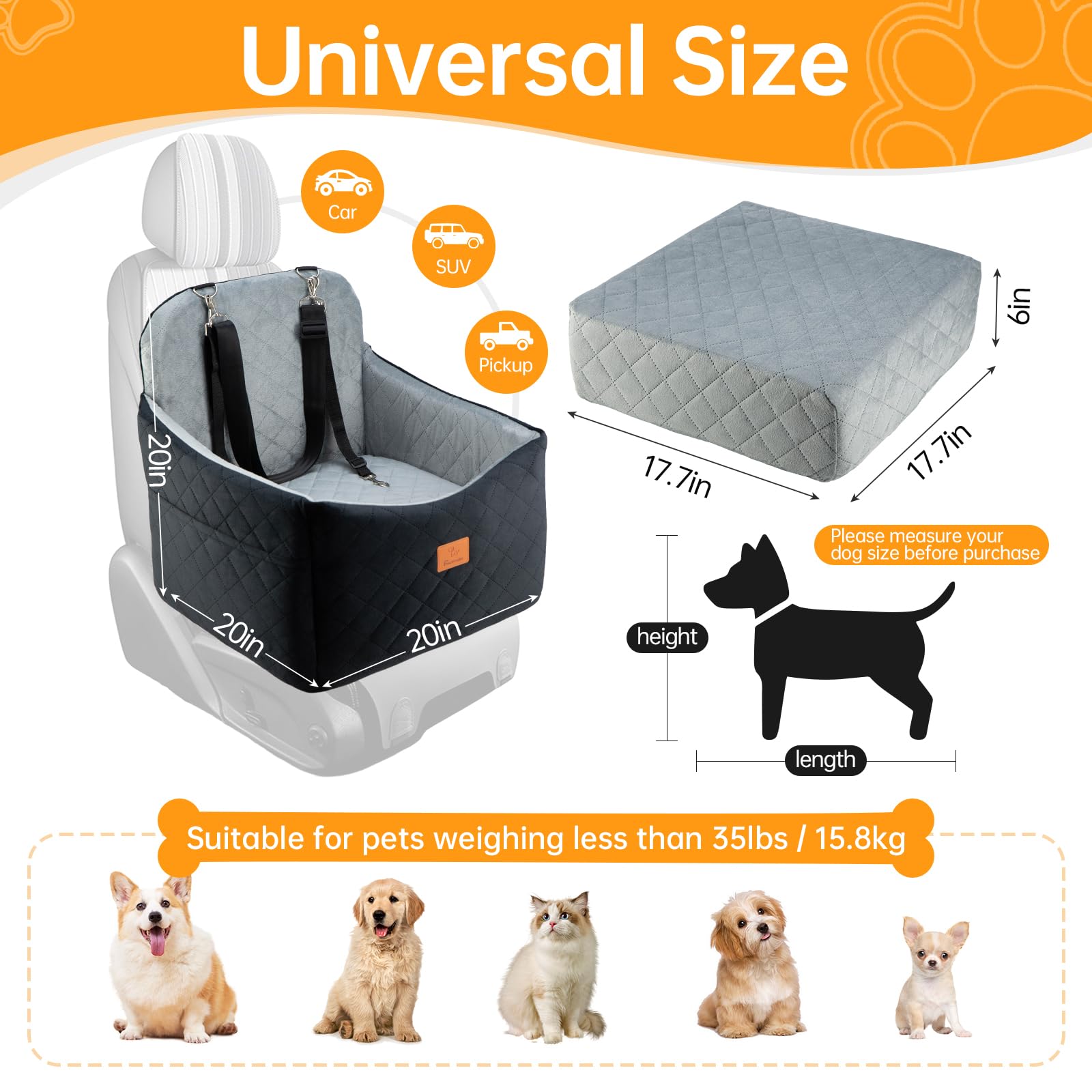 FurFrolic dog car seat safety belts secure your small to medium dog on road trips