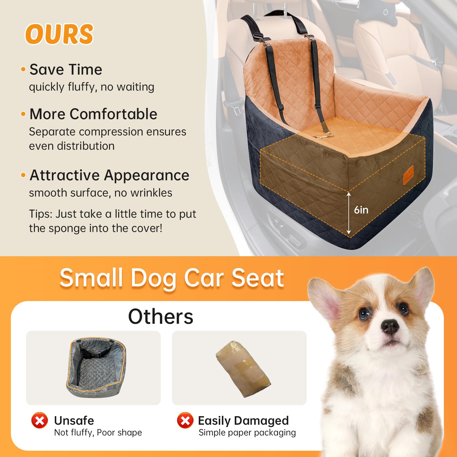FurFrolic dog car seat with washable cover for easy cleaning.