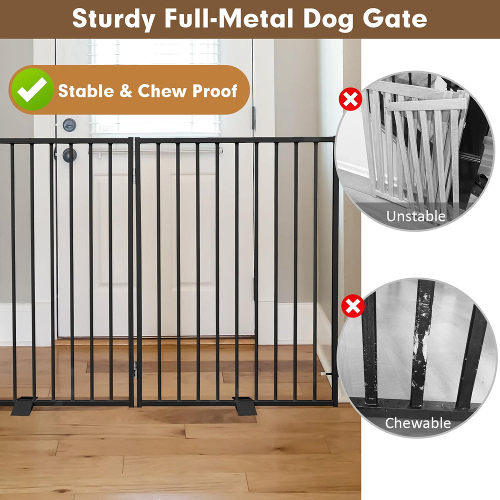 Furggis dog gate with non-slip base stays securely in place