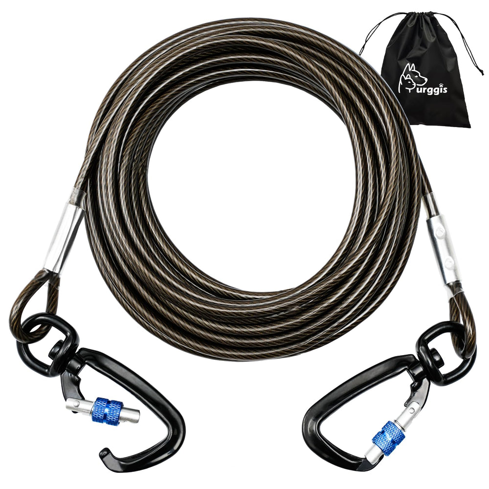 Furggis dog tie out cable with secure clip for backyard freedom