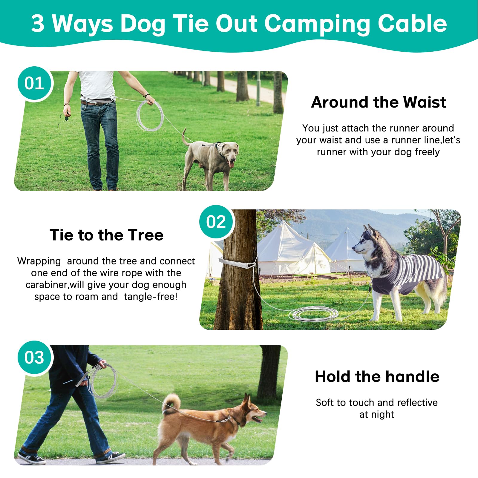 Furggis 20ft yard-use leash offering safe space for supervised play.