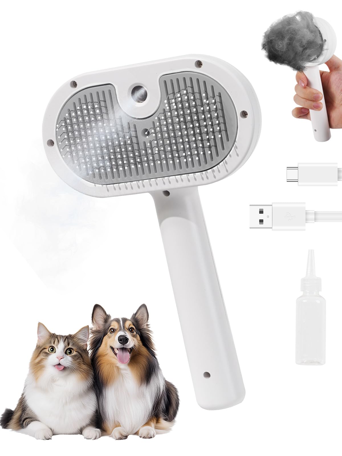 FURGO Cat Steam Brush double-sided for efficient fur removal and gentle grooming.