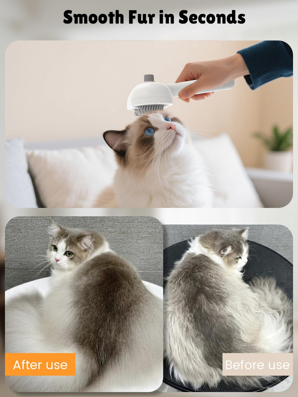 FURGO waterproof, durable pet brush stands up to wet baths.