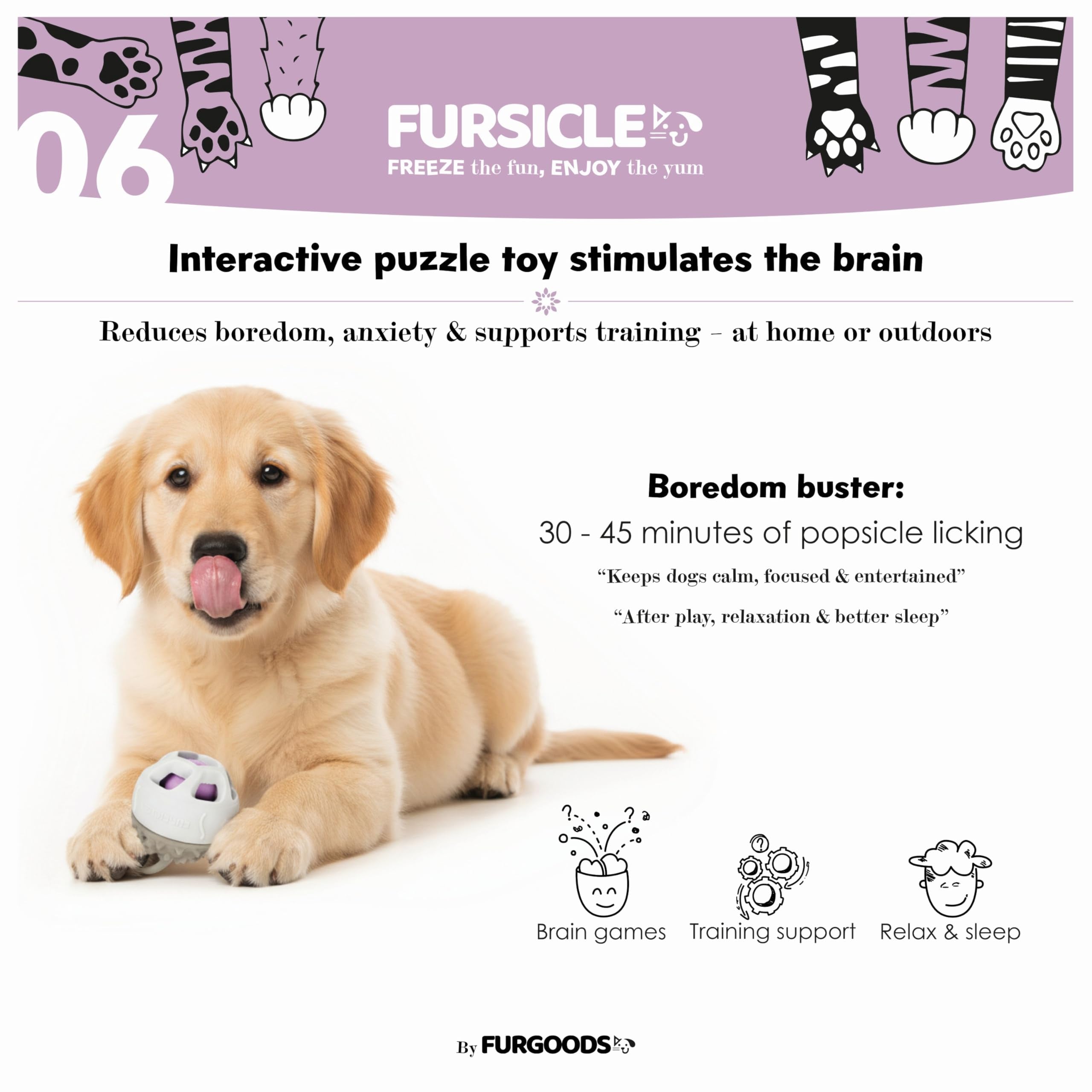 Durable silicone FurSicle shown with easy cleaning design.