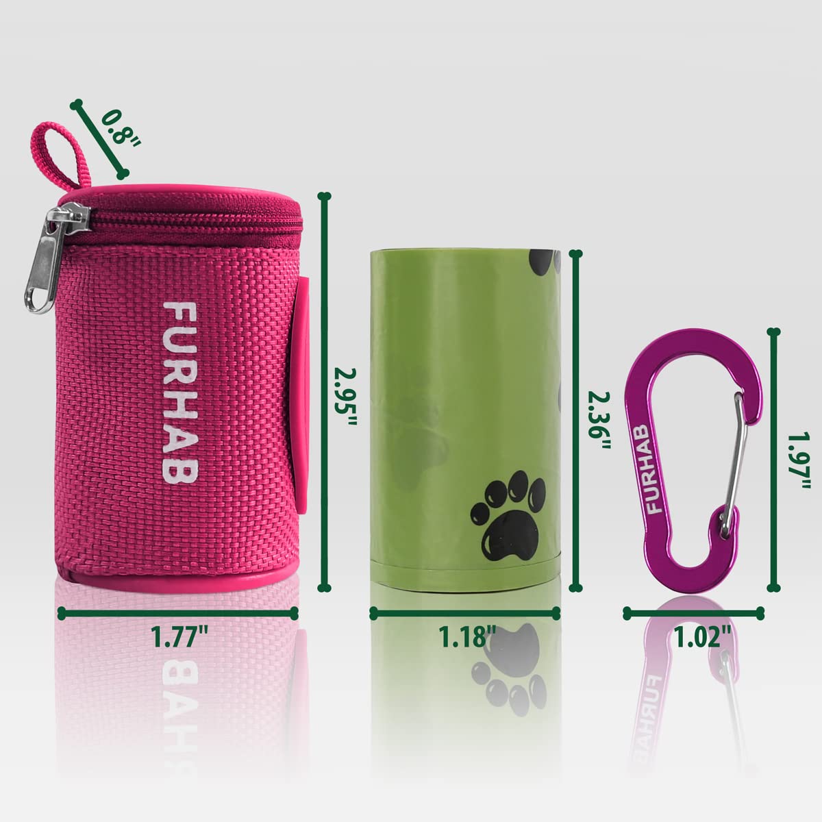 FURHAB dispenser attached to leash during walk shows hands-free convenience
