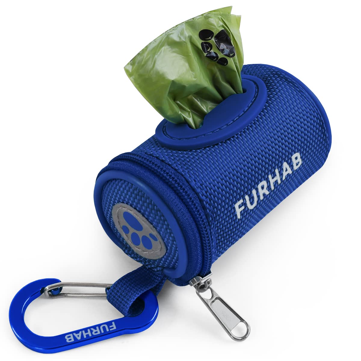 FURHAB dog poop bag holder on leash shows easy one by one bag dispensing