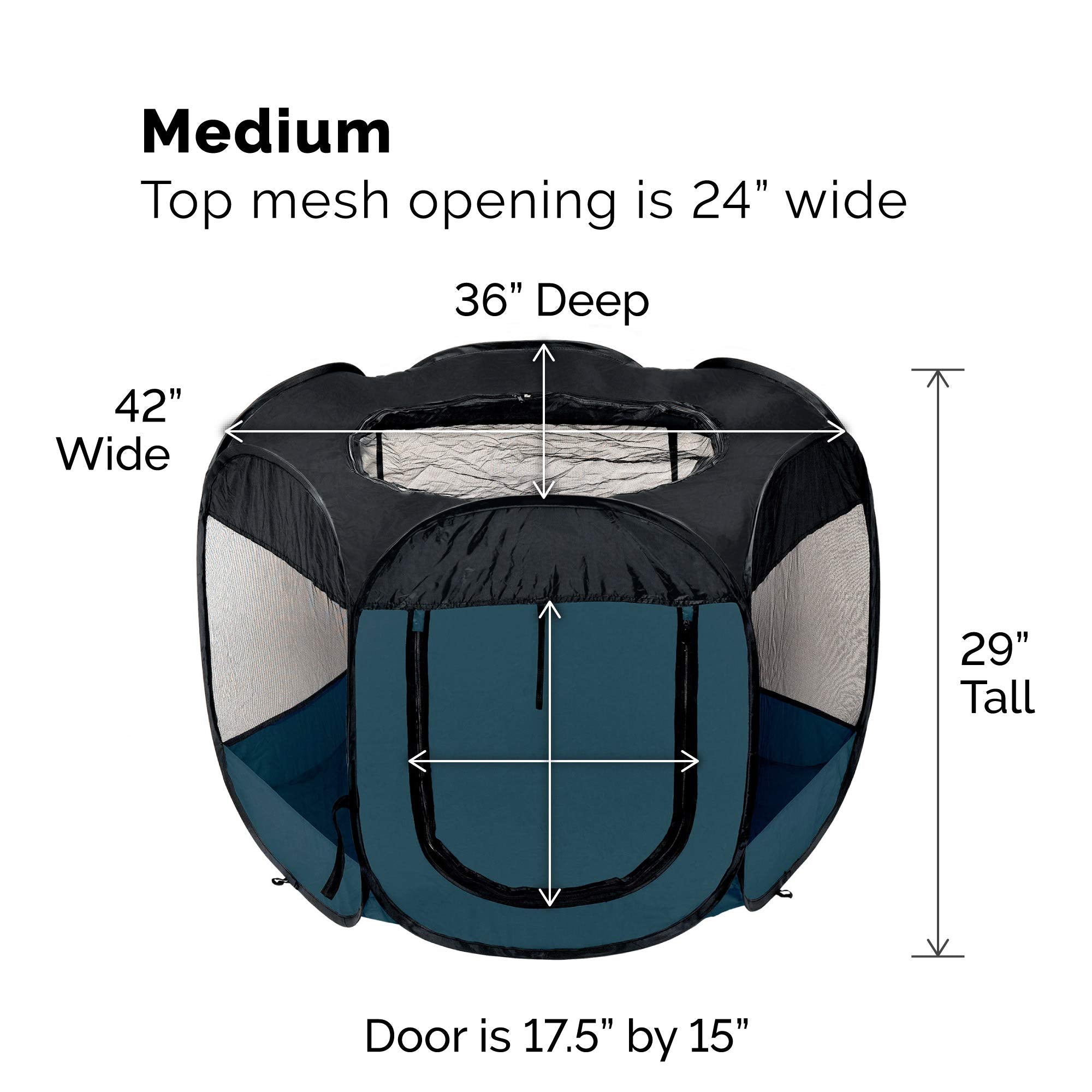 Furhaven pop-up playpen Sailor Blue 360-mesh view demonstrates breathable airflow for relaxed pets.