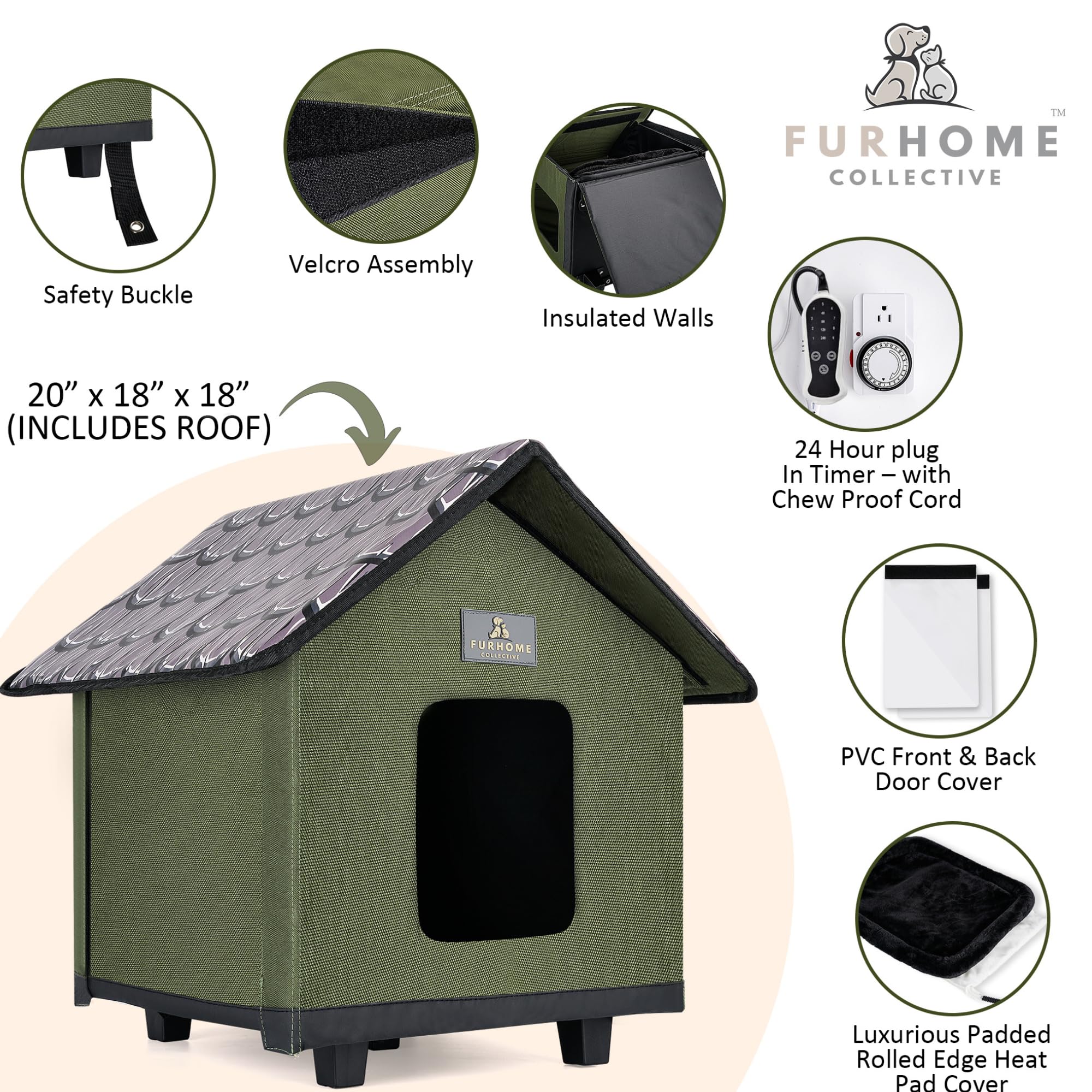 FURHOME COLLECTIVE heated cat bed pads with timer for consistent warmth during chilly nights
