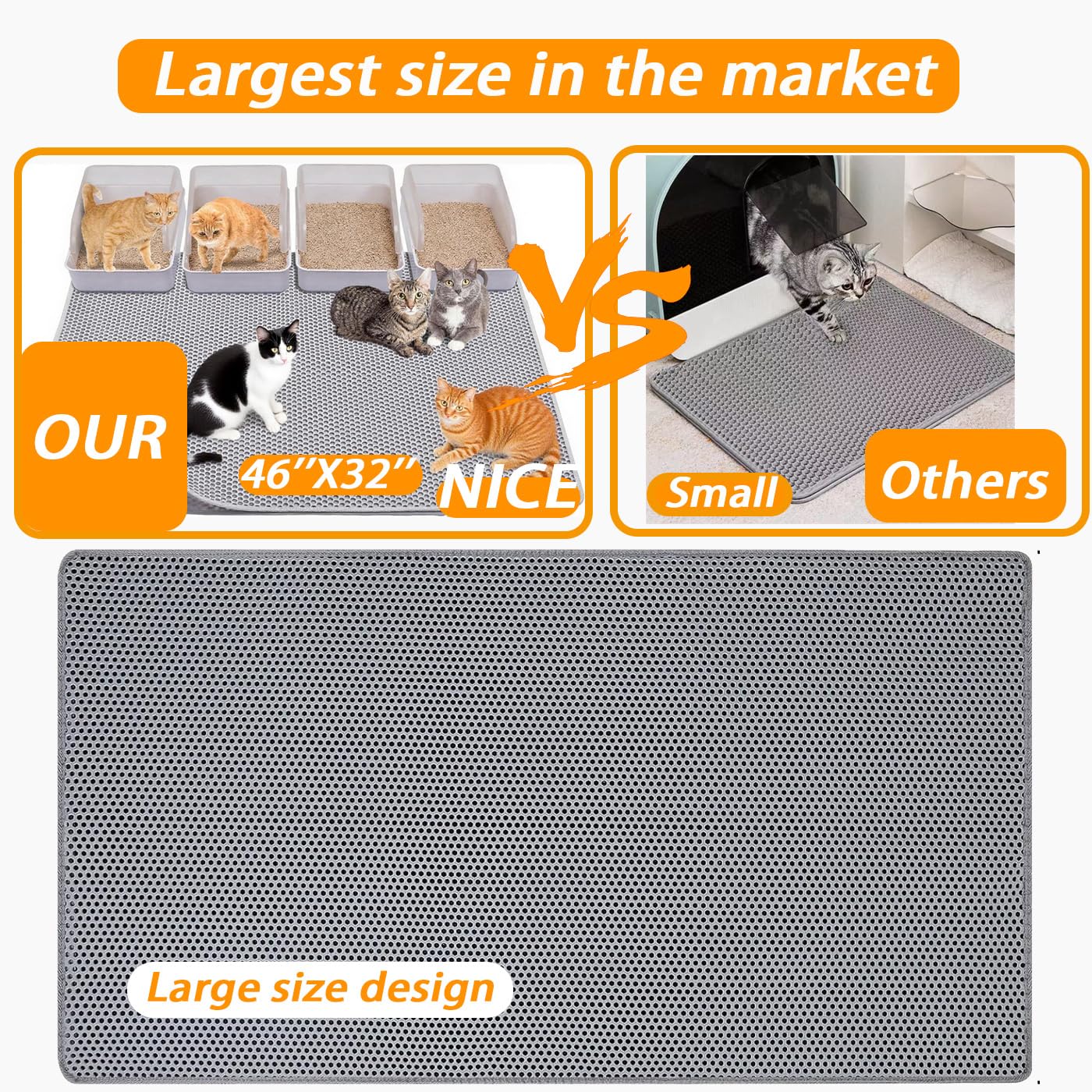 FURLINGDA double-layer honeycomb captures litter at paw exit