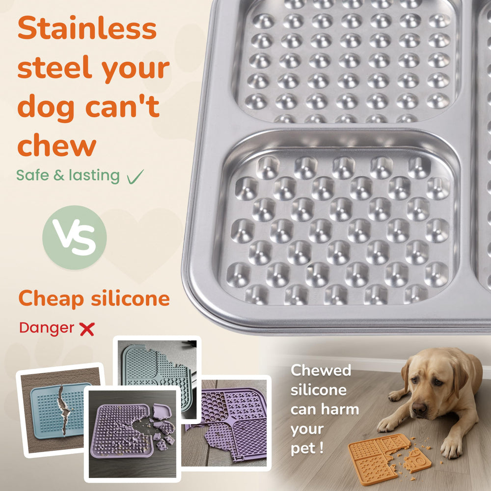Furlithix lick mat three zones showcasing variety for treats, peanut butter, or wet food.