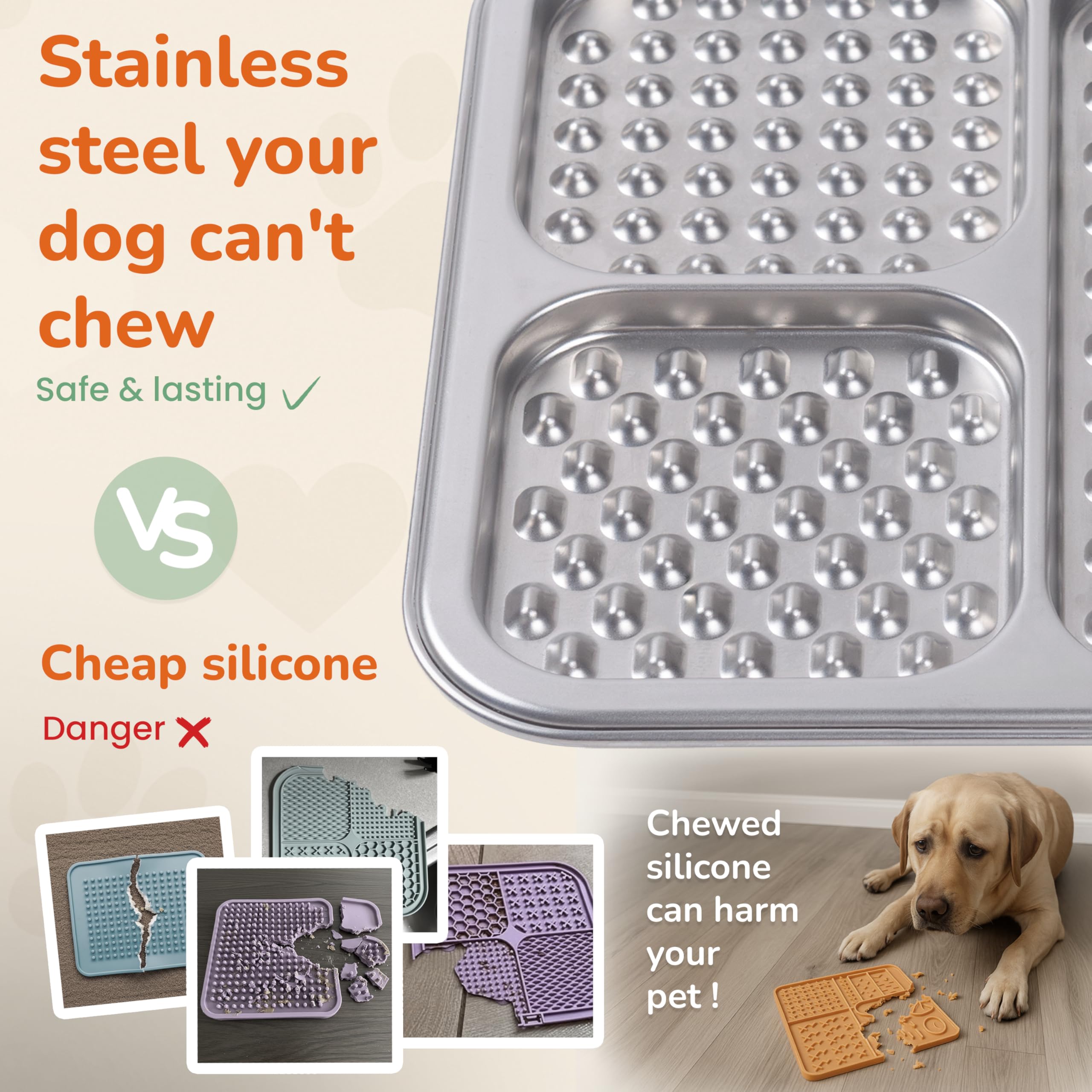 Furlithix three-zone lick mat showing textures for treats and spreads