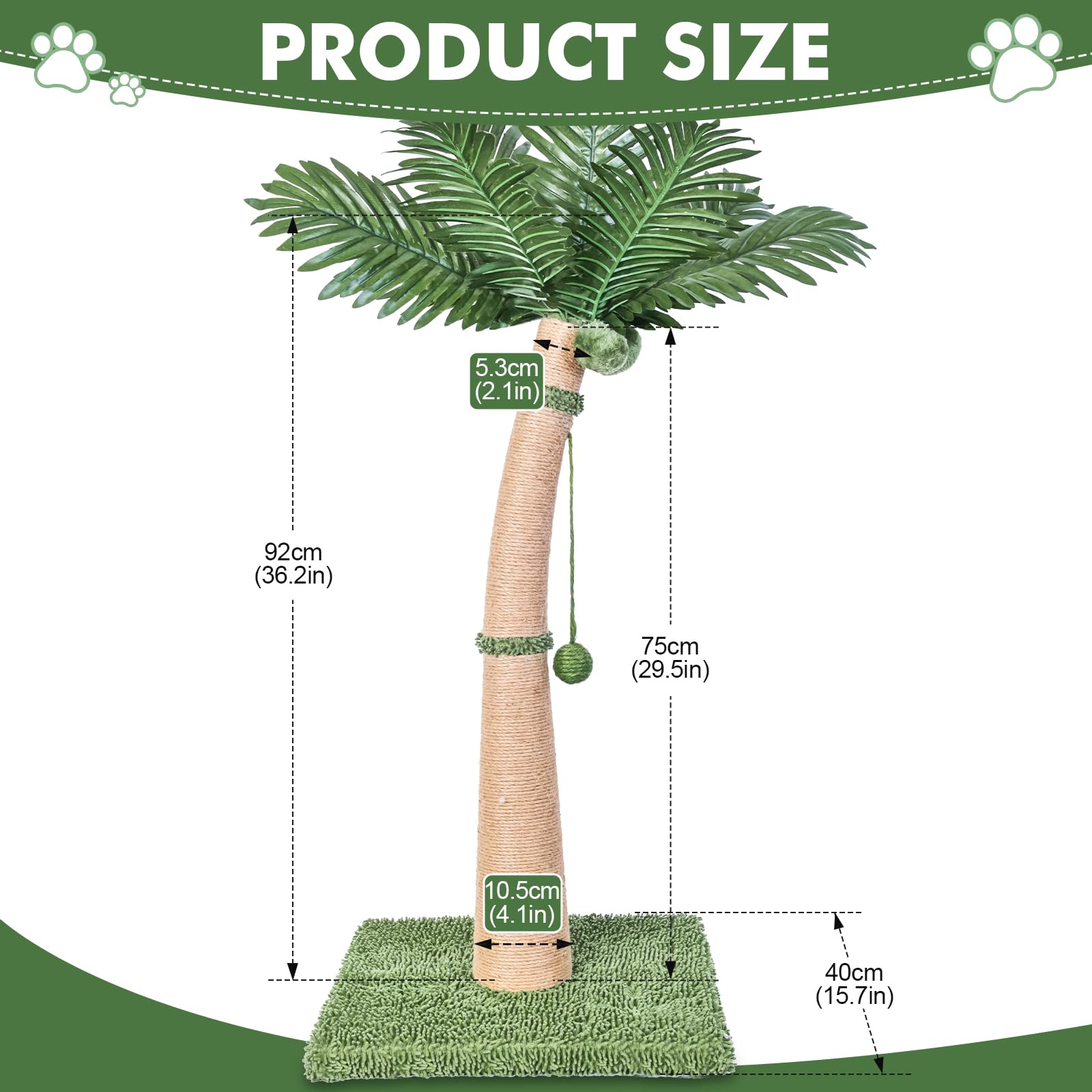 Furlogy Palm Tree Scratching Post curved design supports stretching and climbing